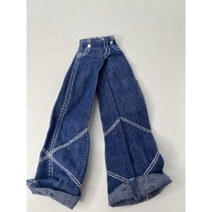Barbie Wide Legged Bell Bottom Blue Denim Jeans Pants w Pocket Modern Retro